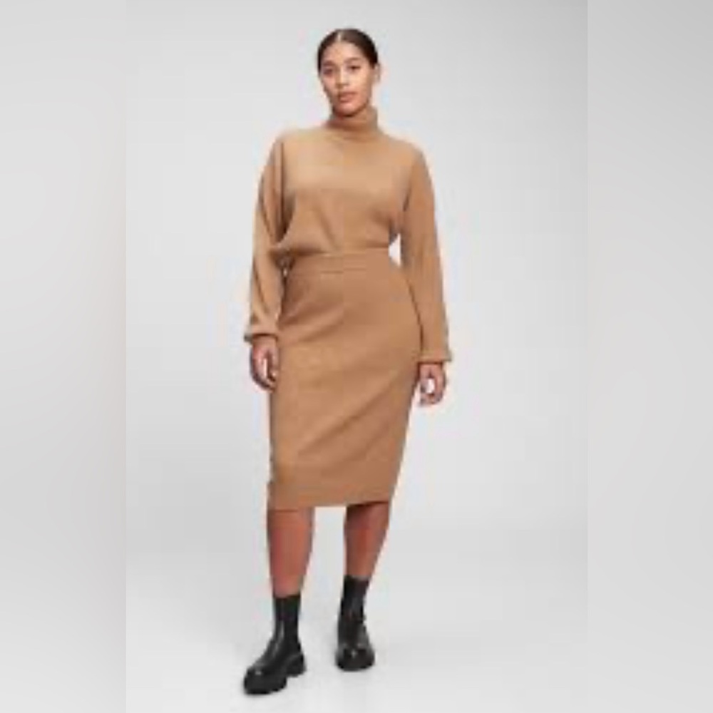 NWT spring gap softest sweater midi skirt size xxl camel tan